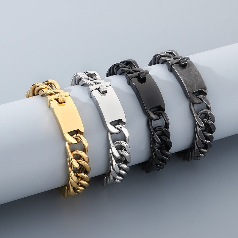Titanium Steel – Punk 12mm Double Woven Four-Sided Grinding Cuban Chain Men's Stainless Bracelet