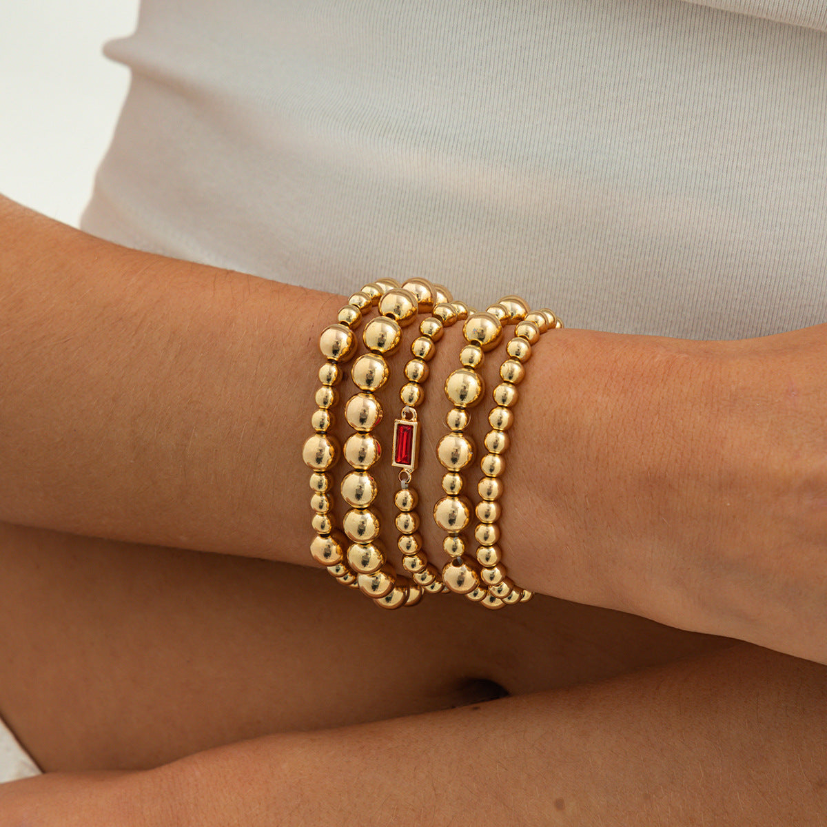 Planderful Acrylic Bracelet Vienna Verve Stacked Beaded Rectangular Jewelry For Trendsetting Women