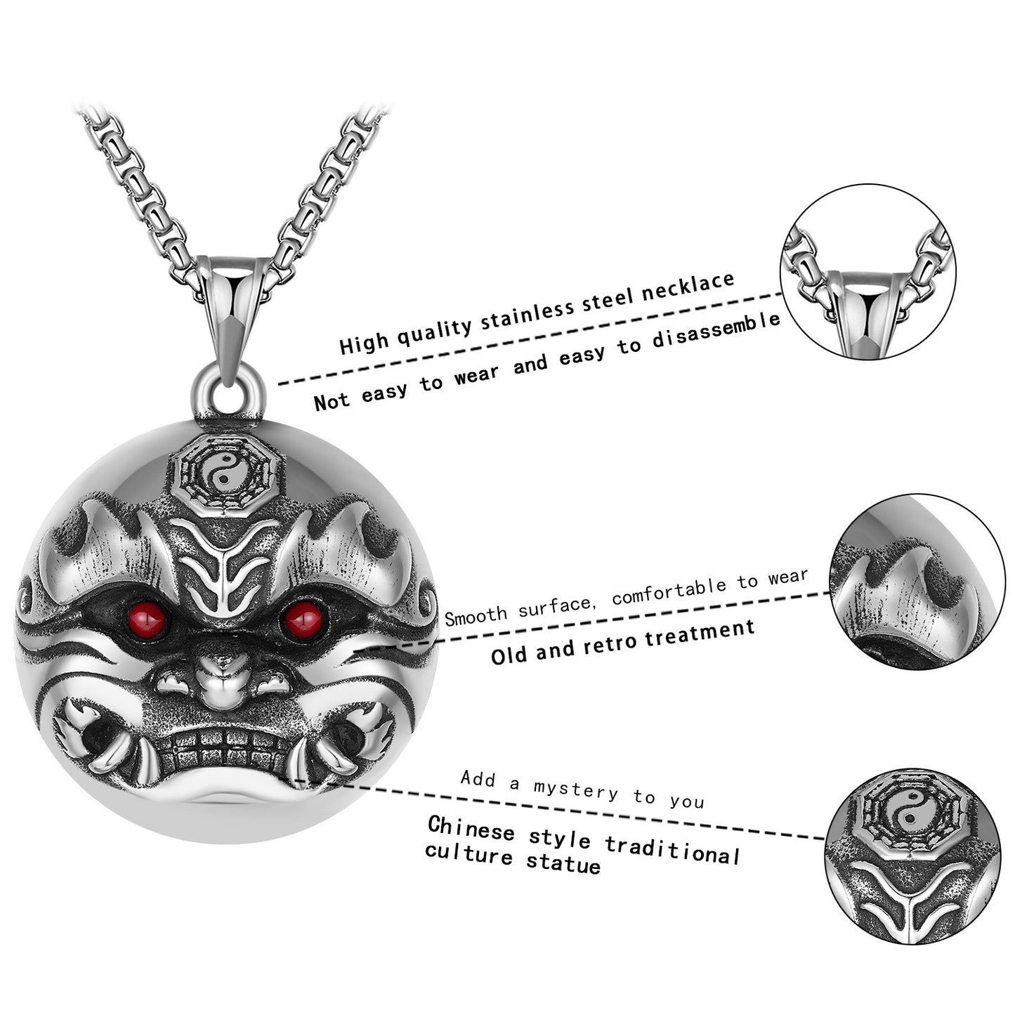 Steel Necklace – Vintage Lion Pendant
