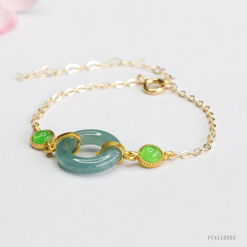 Blue Water Jadeite Peace Ring 16*3 mm Bracelet