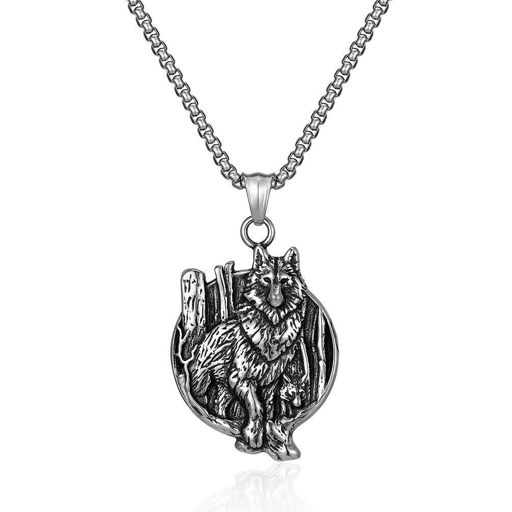 Amazon Vintage Nordic Celtic Wolf Stainless Steel Necklace for Men