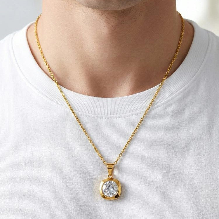 Zircon Geometric Stainless Steel Pendant for Women