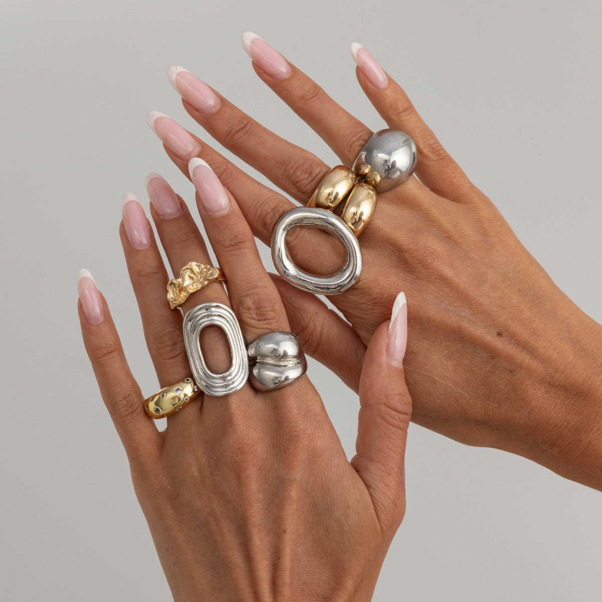 Planderful Vienna Verve Statement Ring With Textured Concave Convex Open Band For Women Bold Color Contrast