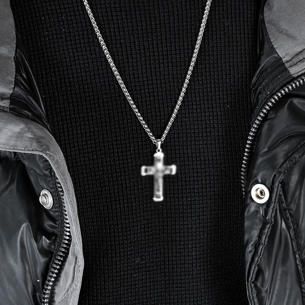 Planderful Hip Hop Cross Necklace Titanium Steel For Men Versatile Pendant Everyday Genie Collection