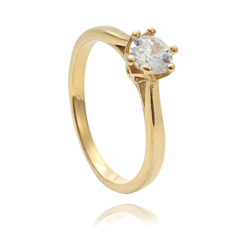 Trendy Titanium Steel Ring with White Stone - Fashionable Women's Birthday and Wedding Accessory