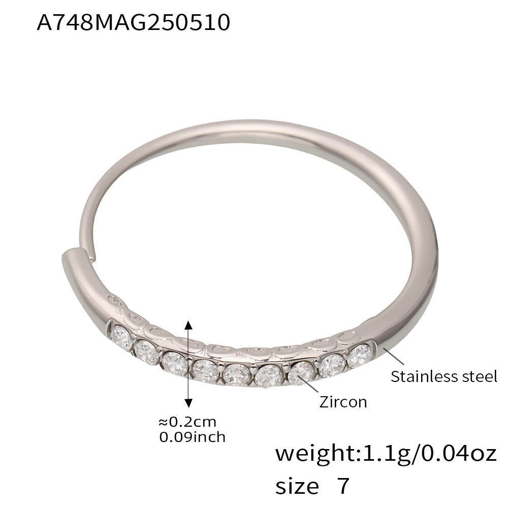 Planderful 5A Zircon Row Ring For Girls Side Opening