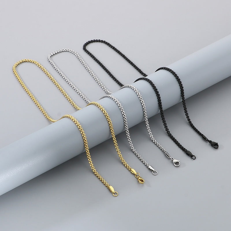 Light Women's Stainless Steel Multi-Size Fishbone Chain Men's And Women's Necklaces Titanium