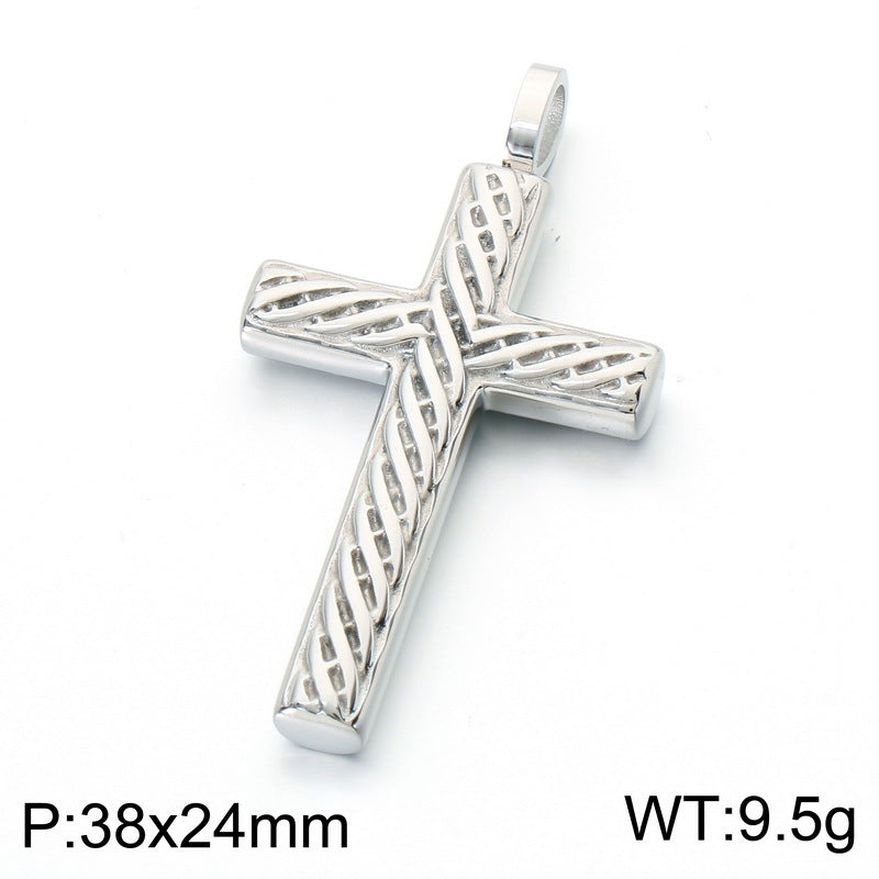 Vintage Round Bead Chain Sweater Chain Twist Cross Square Pearl Chain Stainless Steel Necklace