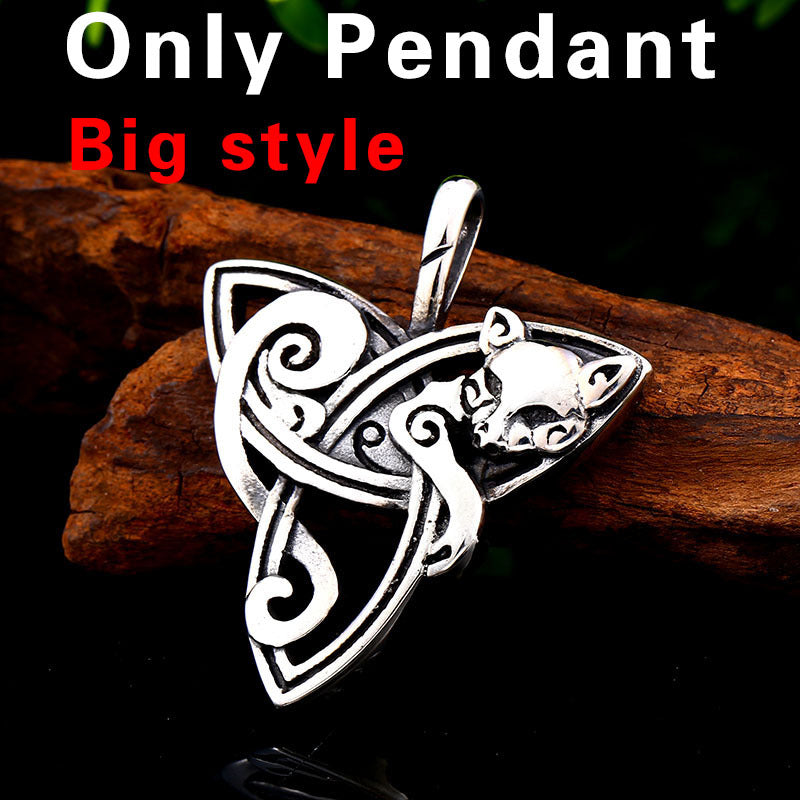 Retro-Inspired Triangular Titanium Steel Fox Pendant for Men - Creative European and American Jewelry Wholesale