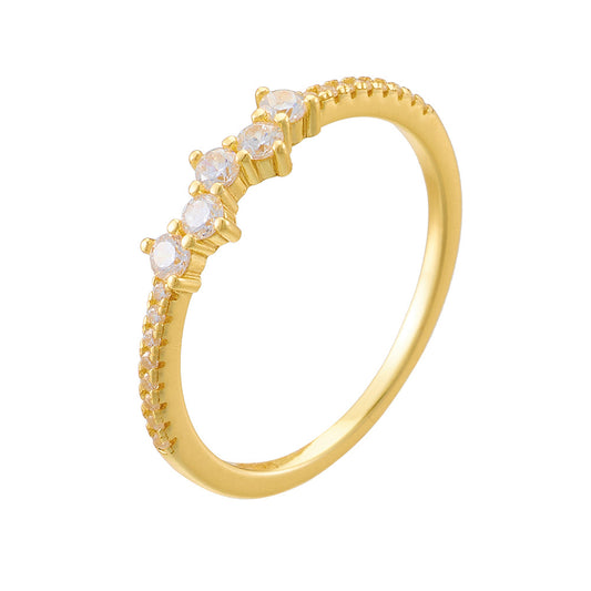 Micro-Inlaid Zircon Sterling Silver Ring Wind Inlaid Zircon Exquisite Small Ring