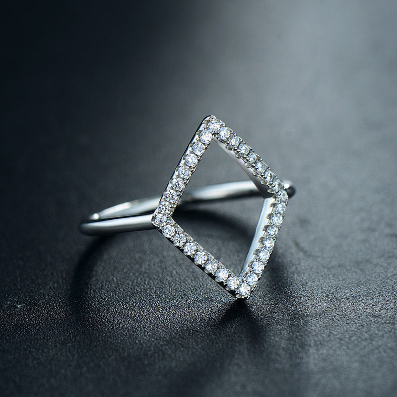 Luxury Sterling Silver Zircon Hollow Diamond Ring for Women, Size 5-9