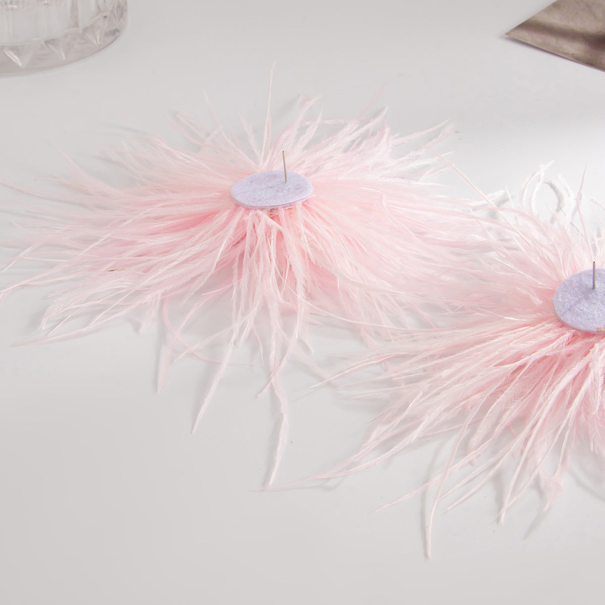 Planderful Vienna Verve Feather Flower Stud Earrings With Fluffy Zircon Accents For Trendsetting Fashion Lovers