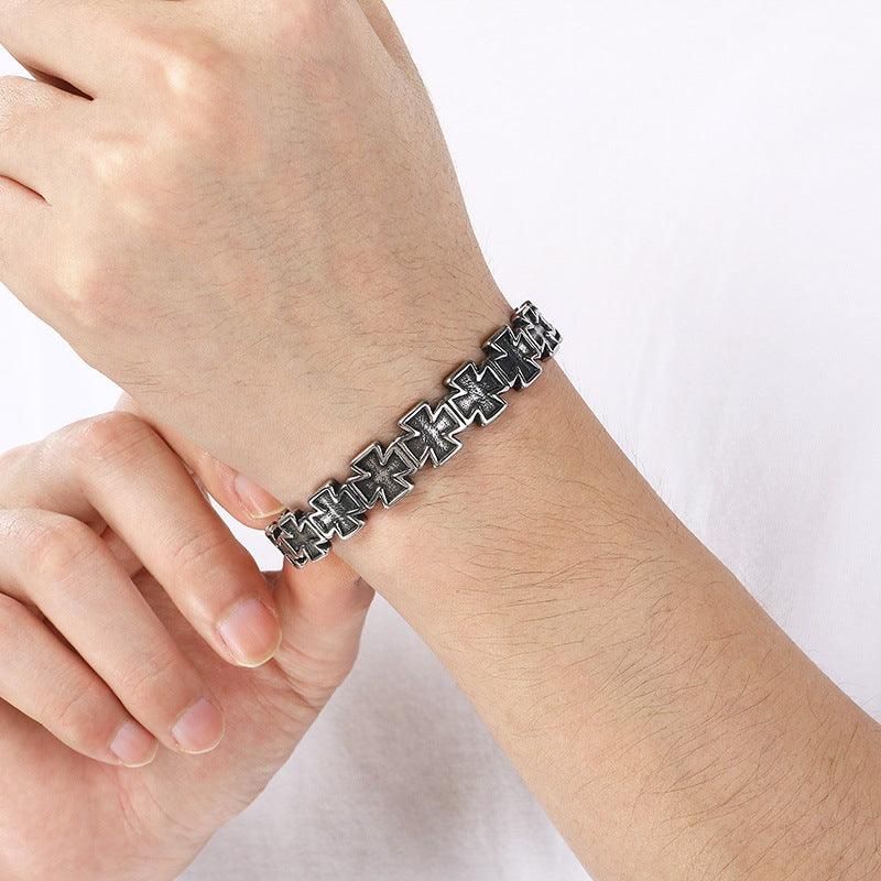 Angel Cross Bracelet – Antique Pentagram Virgin Mary Titanium Steel Men's Opening Bracelet