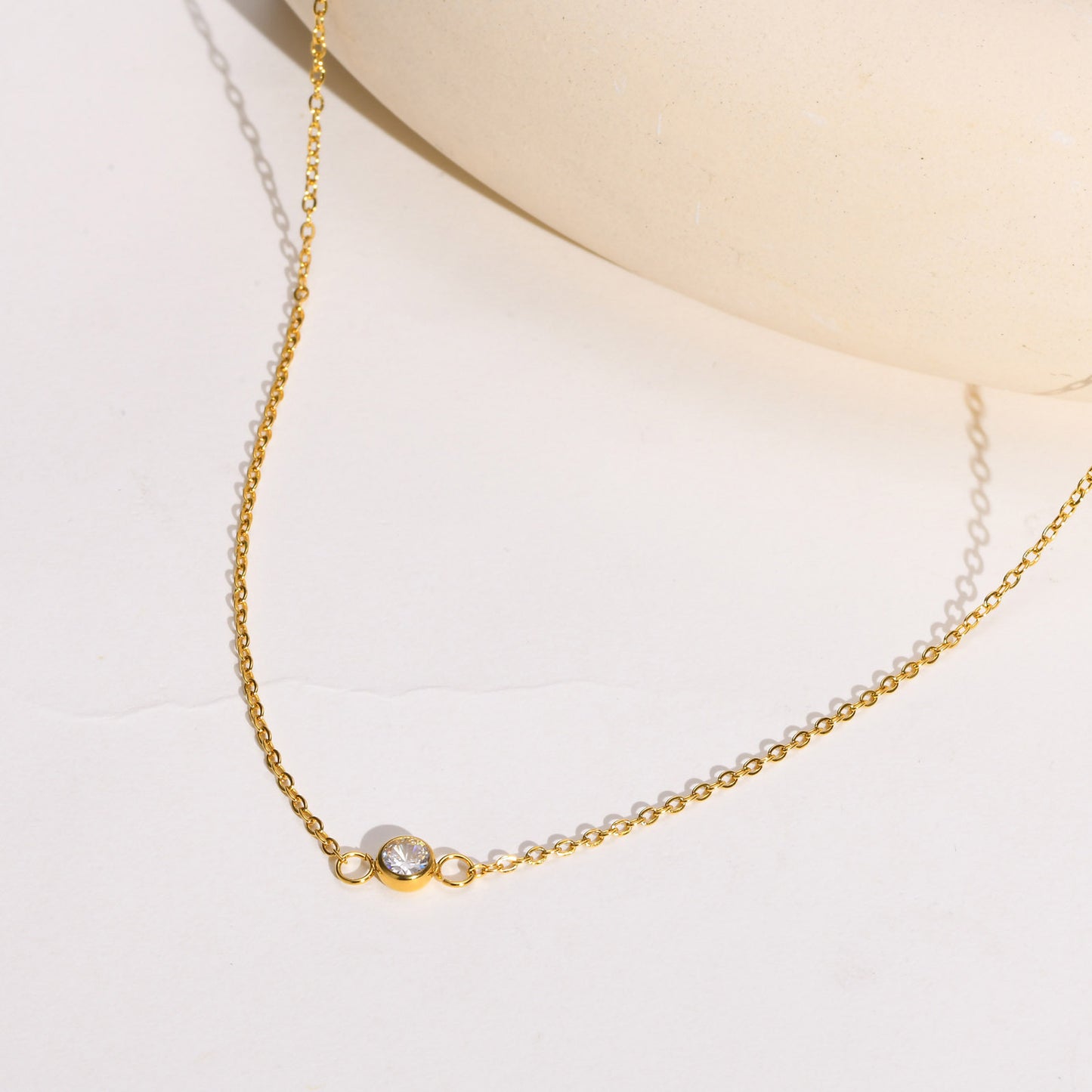 Ladies Fine Necklace Stainless Steel White Zircon Jewelry