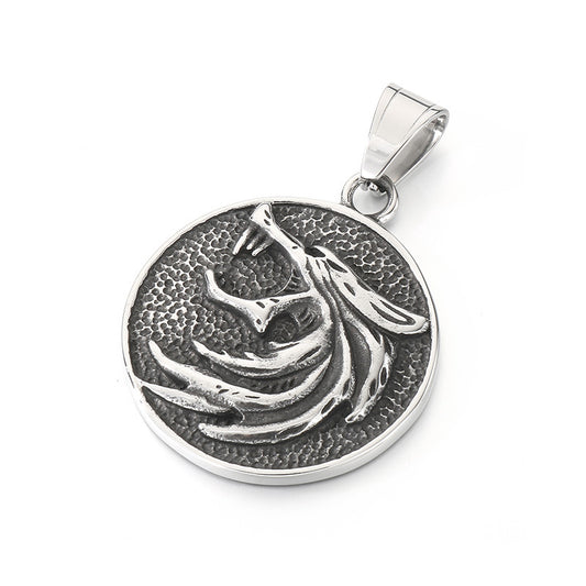 Planderful Viking Wolf Pendant For Men Green Eyed Celtic