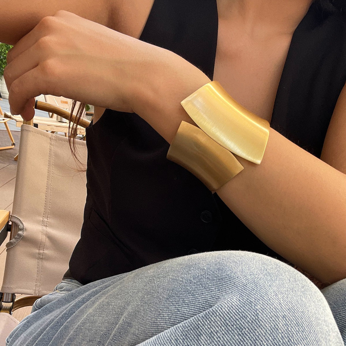 Planderful Vienna Verve Punk Open Wide Bracelet For Women Statement Metal Jewelry With Edgy Open Design