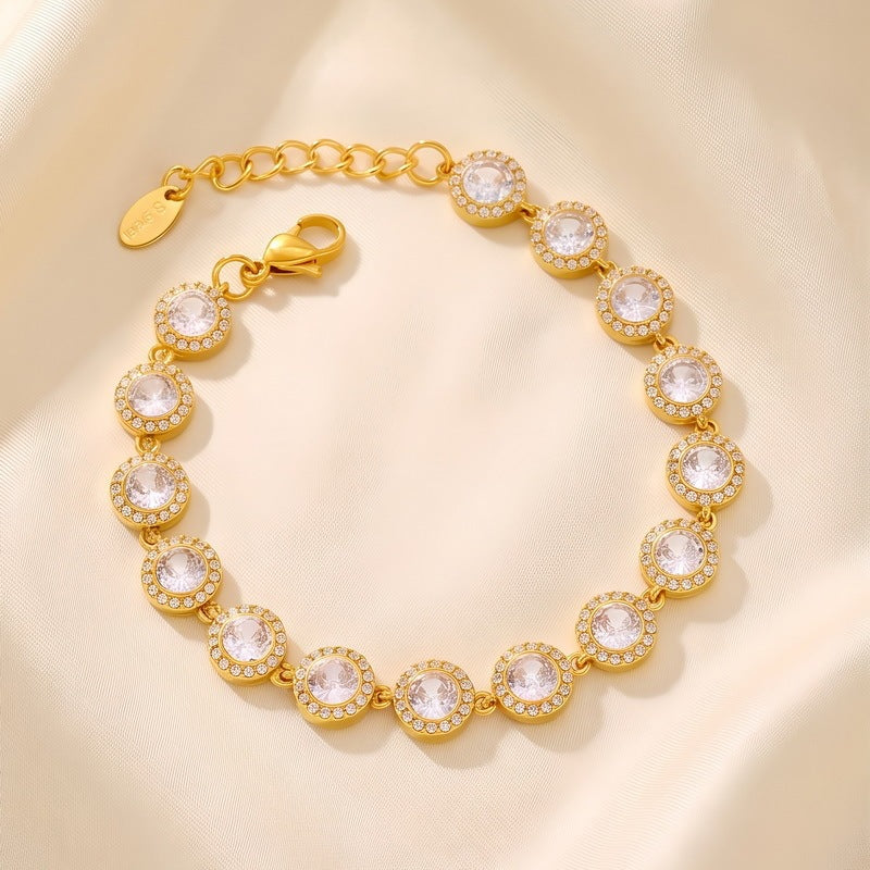 Dopamine Color Full Zircon Bracelet Gypsy Stainless Steel Women's