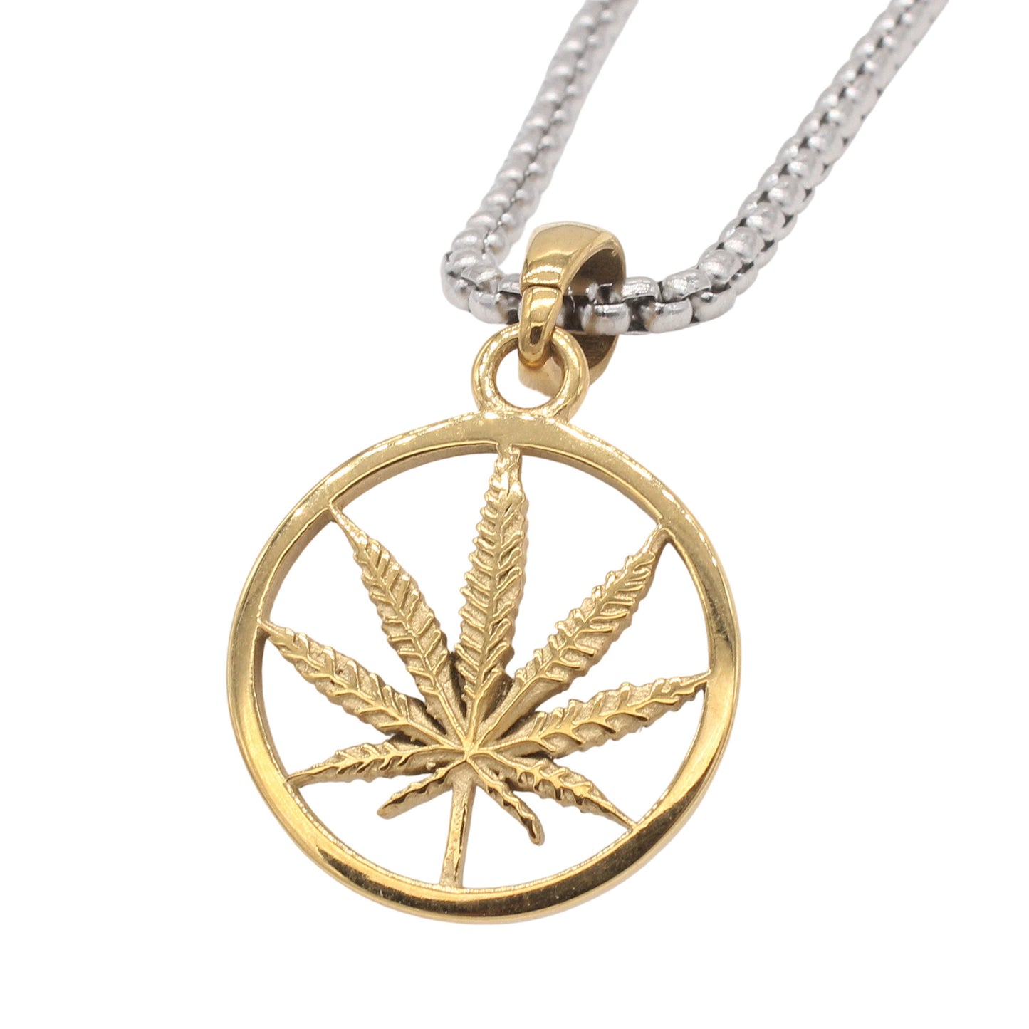 Planderful Jewelry Vintage Maple Leaf Pendant for Men in Steel Titanium Hollow Round Design