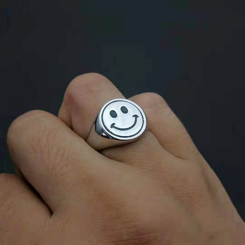 Planderful Smiley Face Ring Unisex Stainless Gold Epoxy