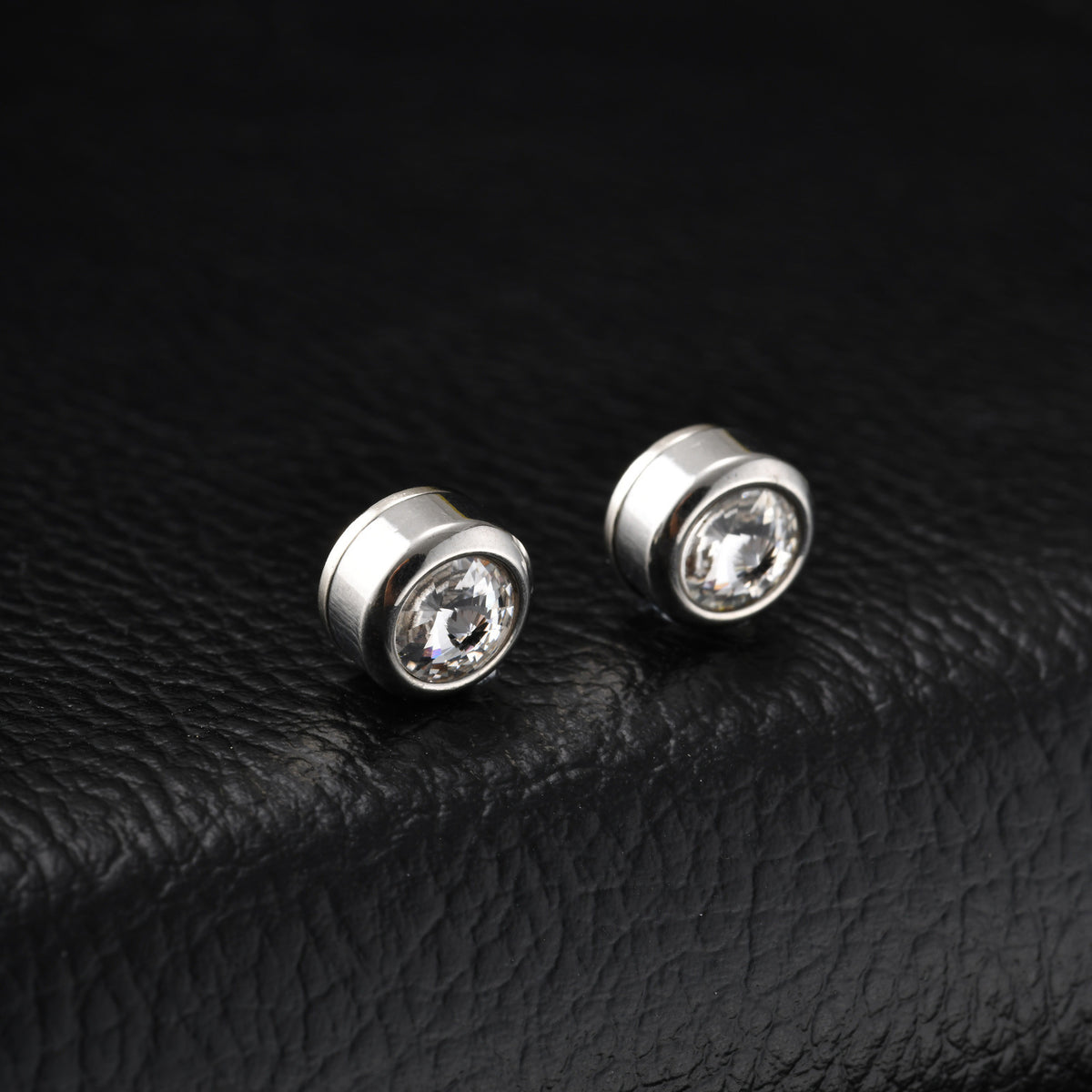 Stainless Steel Zircon Black Earrings
