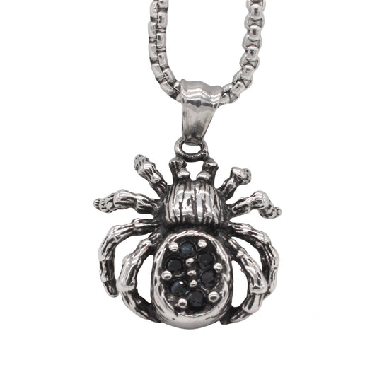 Planderful Everyday Genie – Retro Spider Men's Titanium Steel Pendant Necklace