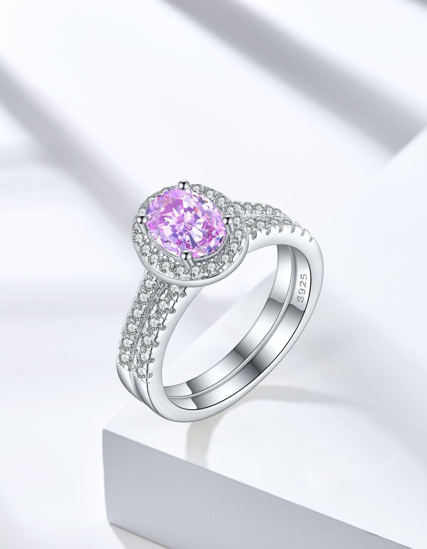 S925 Sterling Silver 1.5ct Flame Ice Flower Cut Oval Ring