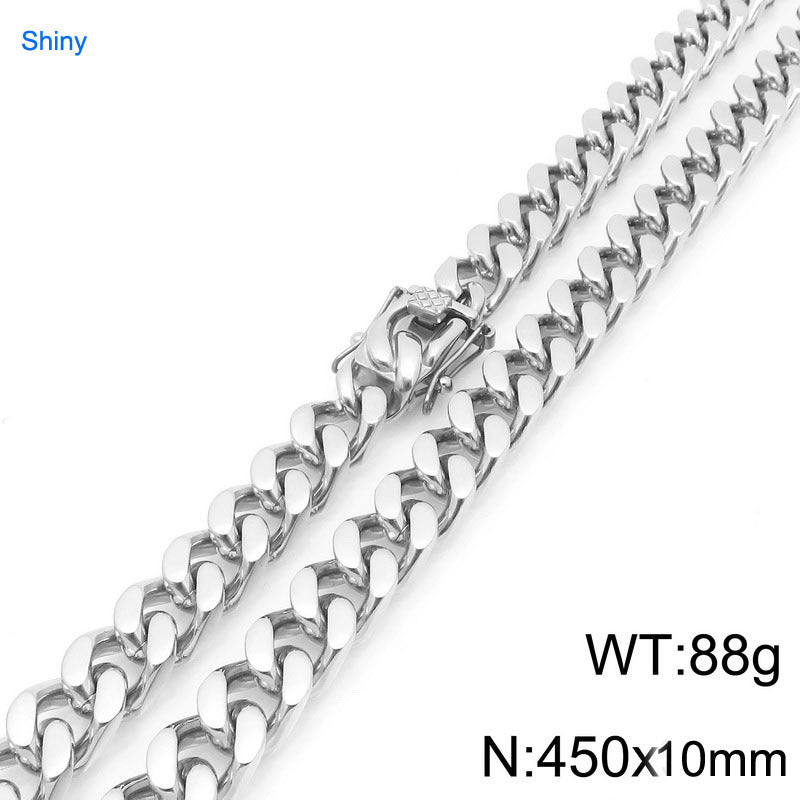 Planderful Titanium Dragon Beard Cuban Chain Necklace Men