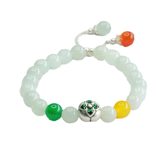 Jadeite Ruyi & Round Bead 8 mm Bracelet