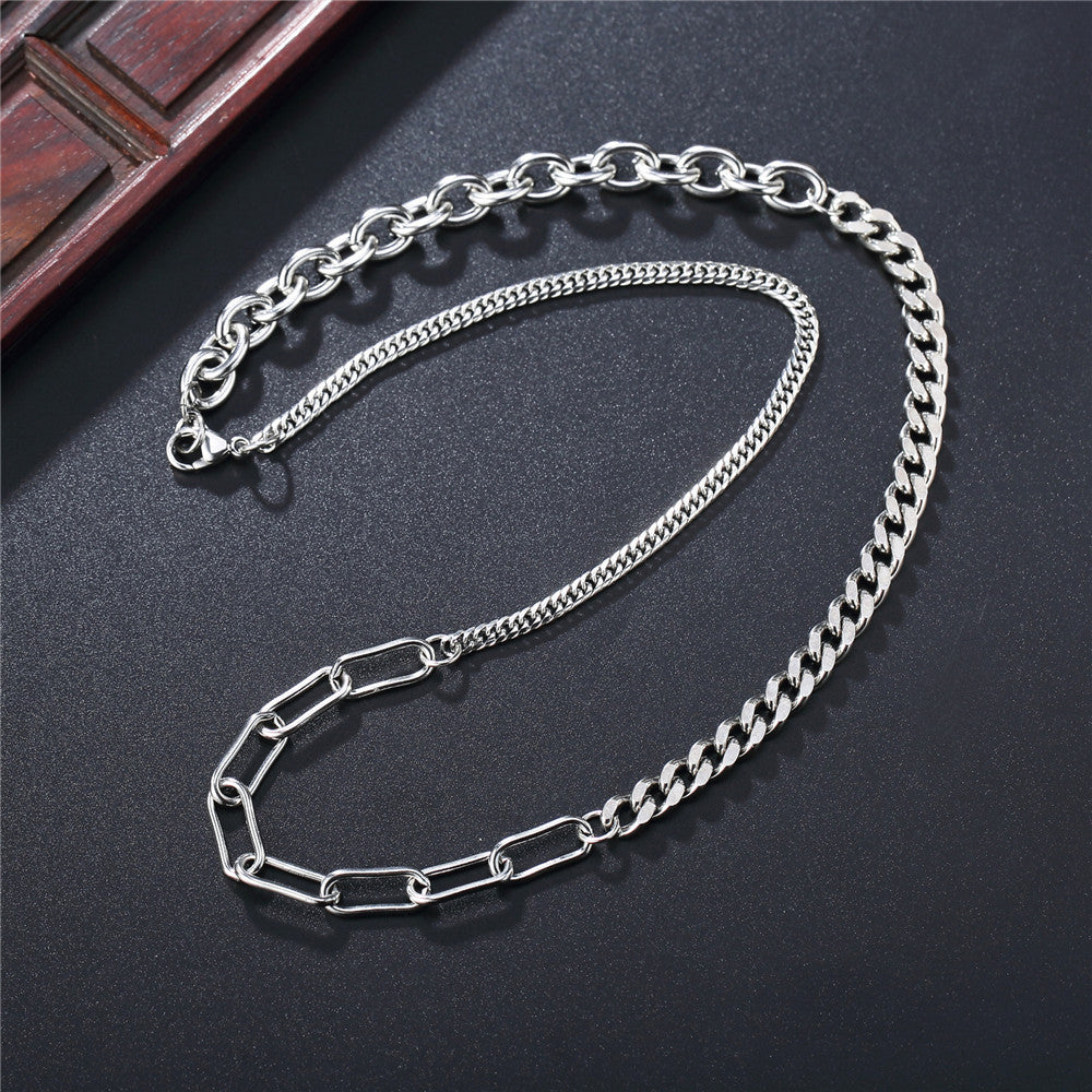 Planderful Durable Titanium Steel Cuban Chain Necklace Unisex Clavicle Style Hip Hop Statement
