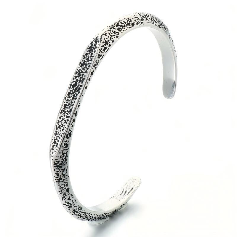 Punk Style Antique Winding Snake Thin Bracelet Goth Zircon Flower Stainless Steel Men's