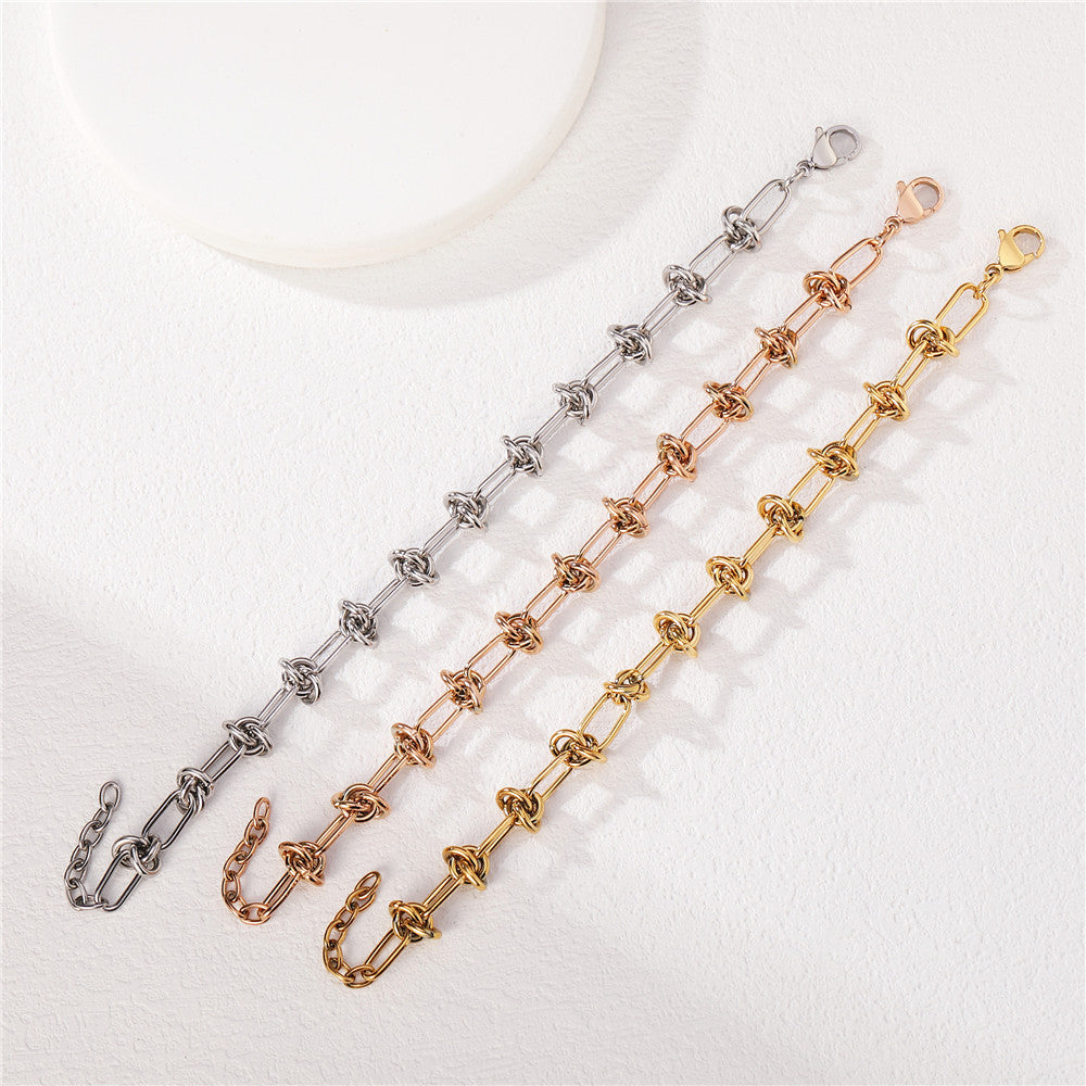 Planderful Knotted Titanium Steel Bracelet Unisex Premium Protection Statement Accessory Everyday Genie