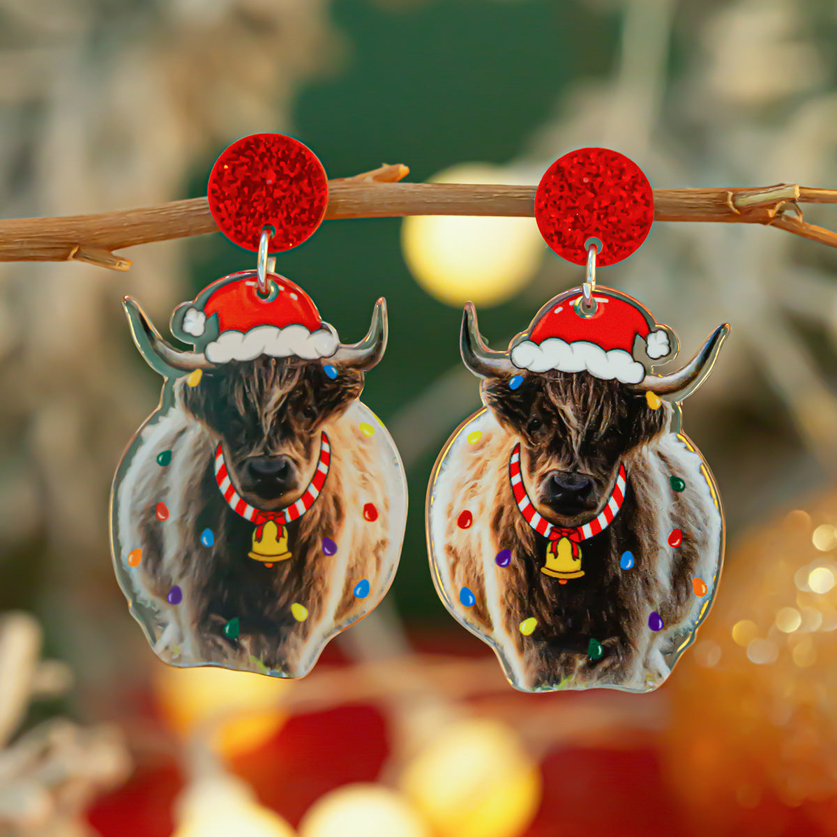 Planderful Vienna Verve Christmas Earrings Fringed Pendant For Women Elk Tree Design Statement
