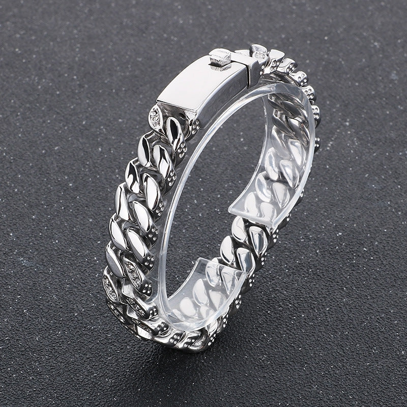 Planderful Mens Hip Hop Titanium Zircon 12mm Cuban Chain