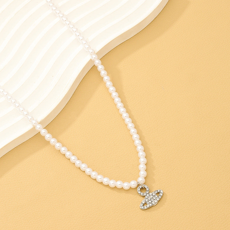 Stylish Vienna Verve Pearl Planet Necklace for Women in Metal - Wholesale Accessory