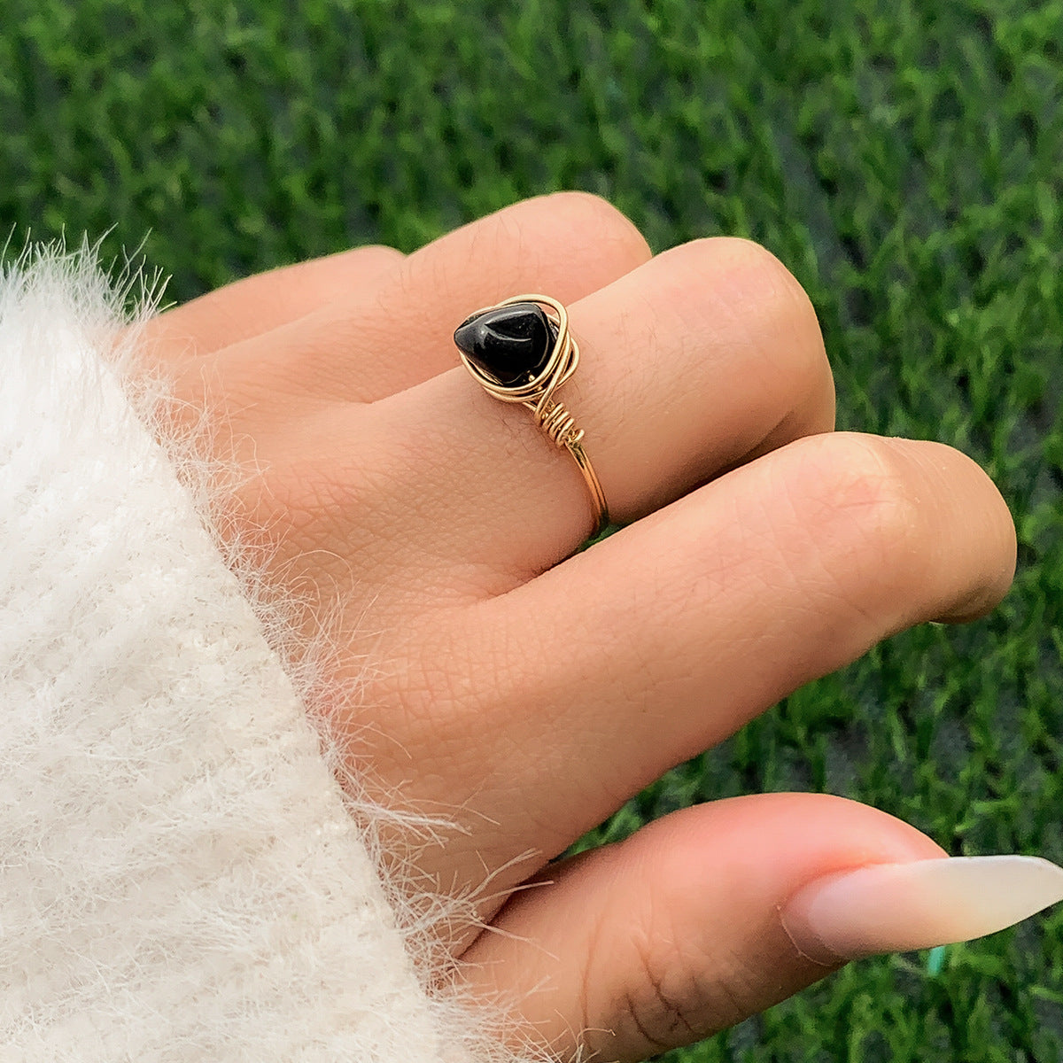 Artistic Glow Ring Needle in Vienna - Women's Alloy Ring with Luminous Pastoral Elements