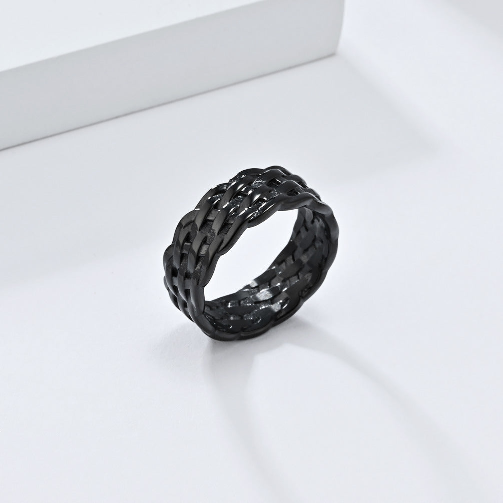 European And American Woven Titanium Steel Ring For Men