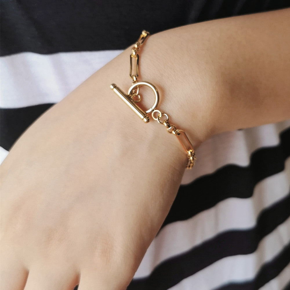 Planderful Jewelry Bamboo Chain Necklace OT Buckle Steel Hip Hop Necklace For Women