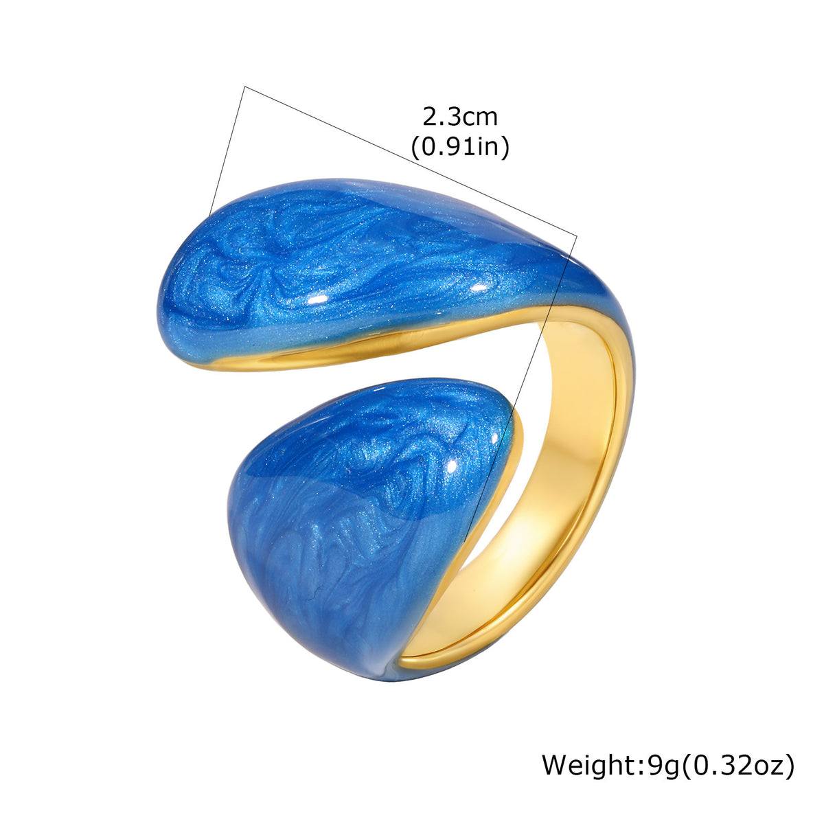 Stainless Steel Summer Ocean Wind Drip Oil Ring Irregular Design Curved Drip Light Blue