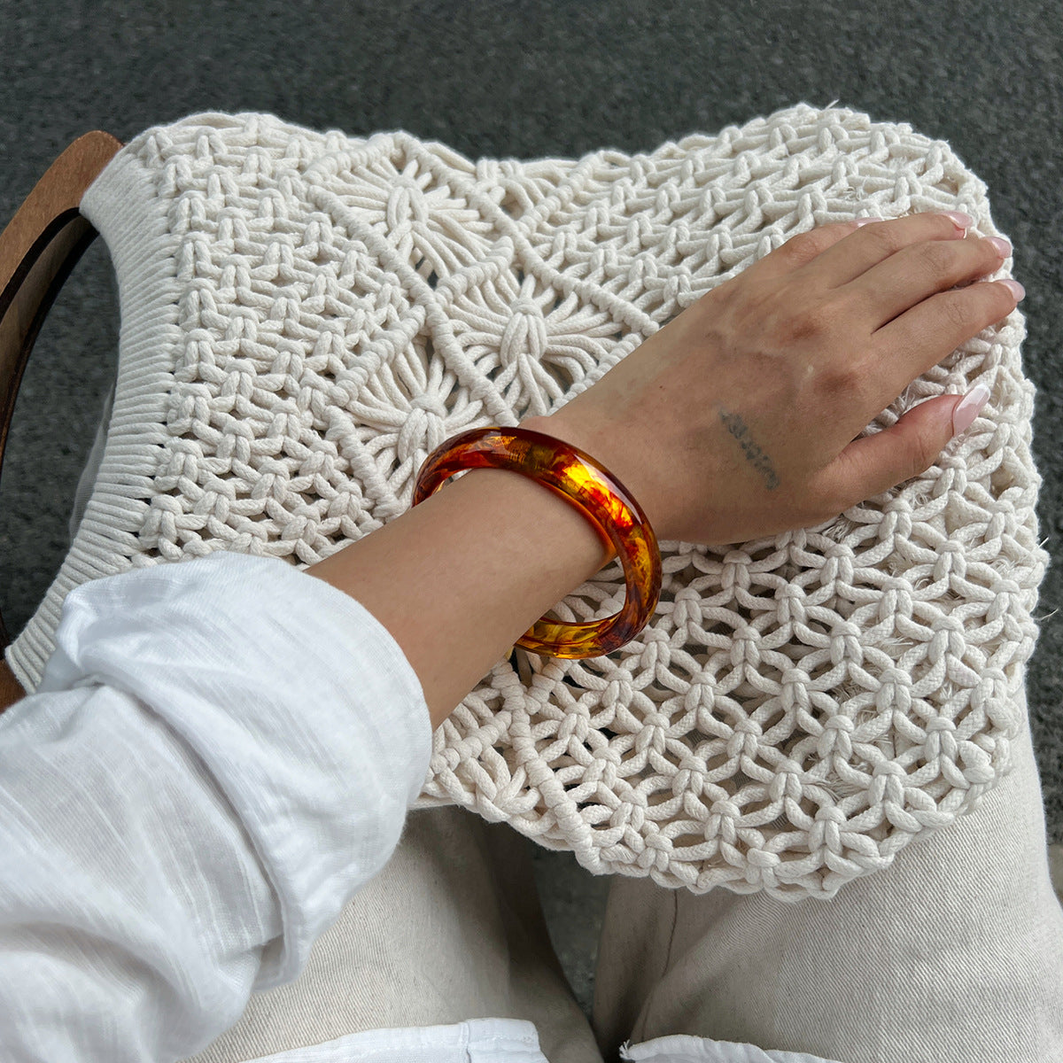 Planderful Vienna Verve Geometric Resin Bracelet For Women Bold Statement Jewelry