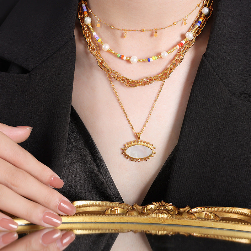 Golden Geometric Titanium Steel Jewelry Set for Women