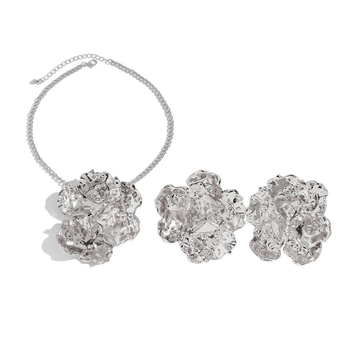 Planderful Vienna Verve Necklace and Earrings Set – Retro Irregular Pleated Design