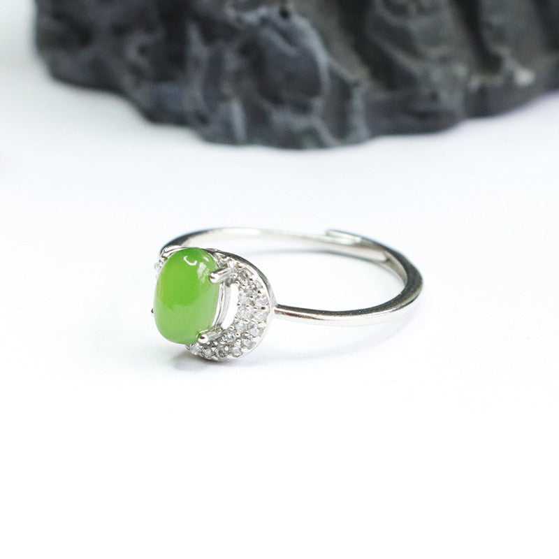 Fortune's Favor Sterling Silver Jade Ring with Russian Jasper and Zircon