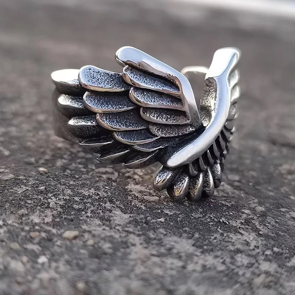 Punk Eagle Wing Stainless Steel Men's Ring