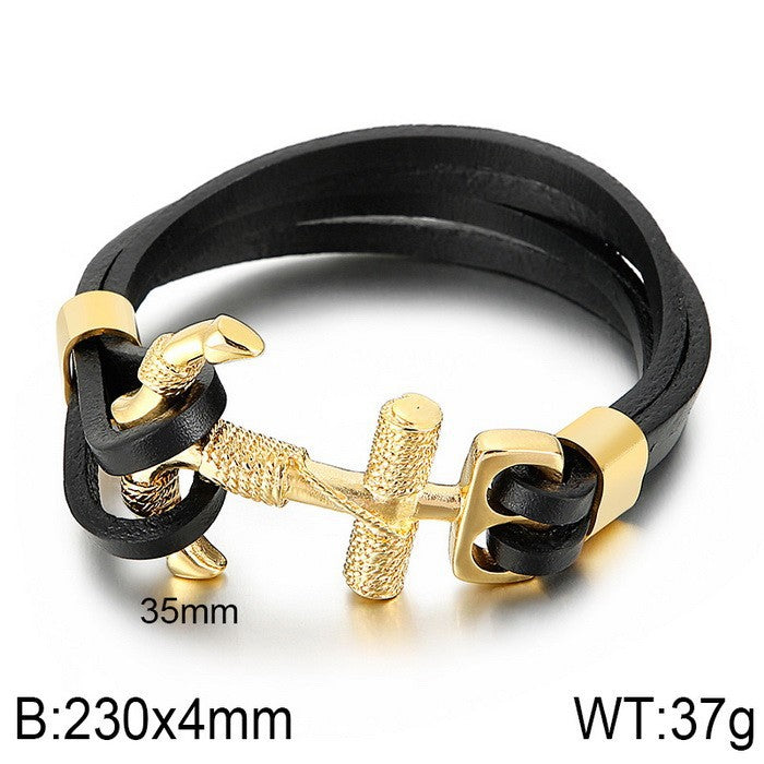 Planderful Vintage Viking Quake Bracelet For Men Navy Style