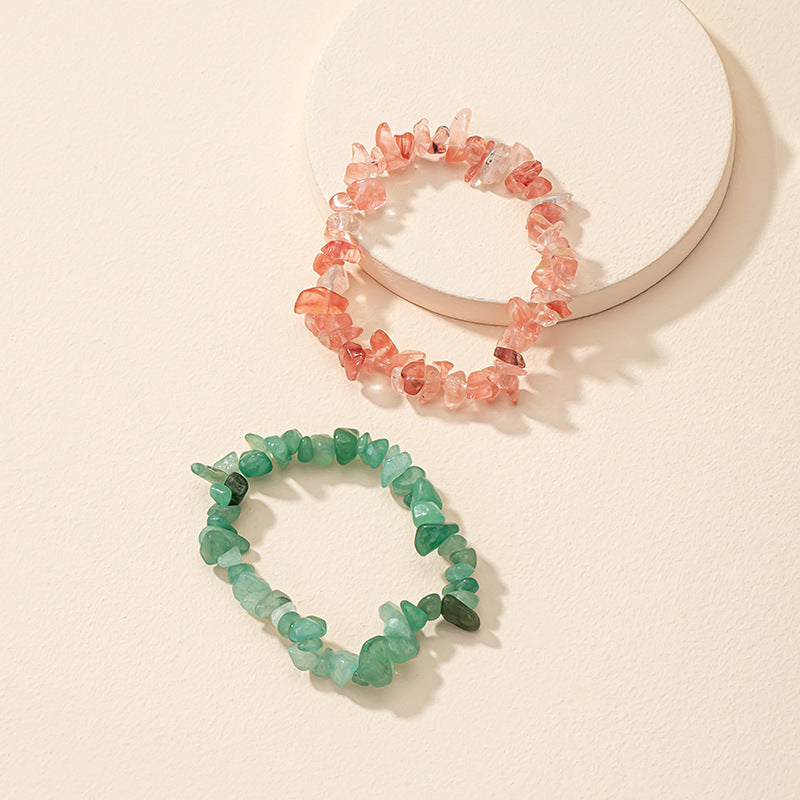Colorful Summer Crystal Stone Bracelet Set - Boho Elastic Jewelry