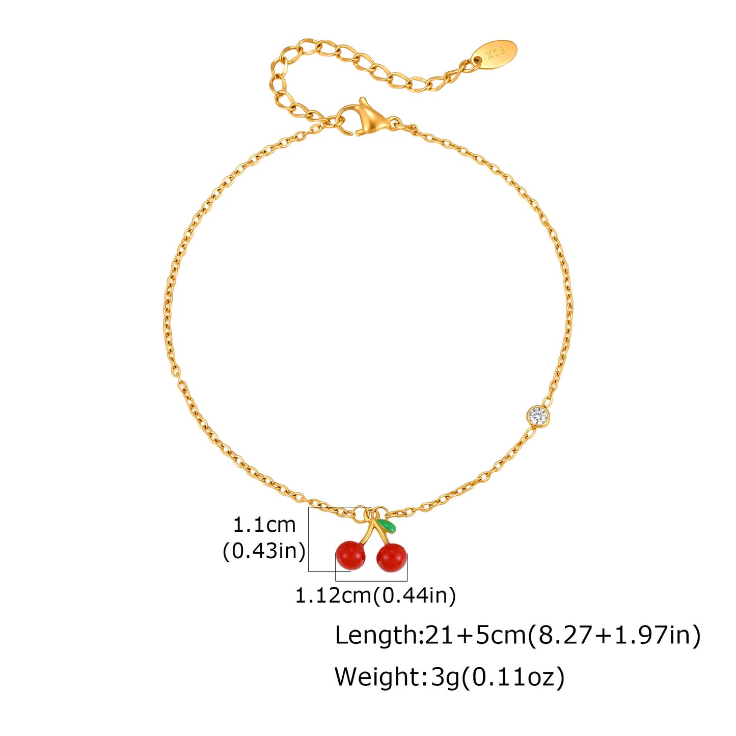Stainless Steel Gold-Plated Style Design Zircon Cherry Necklace – Anklet