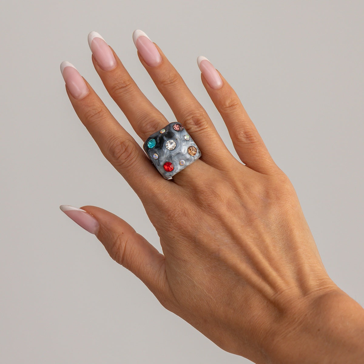 Planderful Zircon Square Ring For Women Smudged Micro Inlaid Sparkling Statement Jewelry Vienna Verve