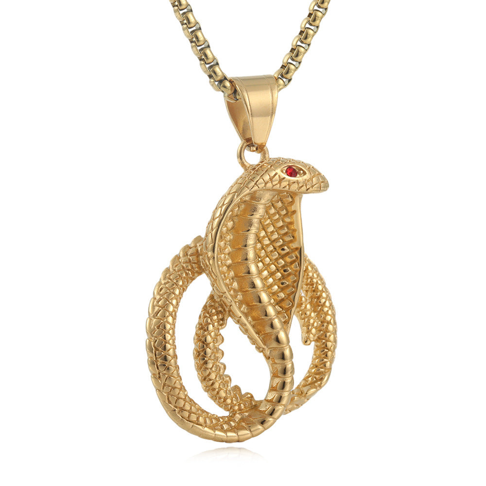 European And American Stainless Steel Cobra Pendant For Men