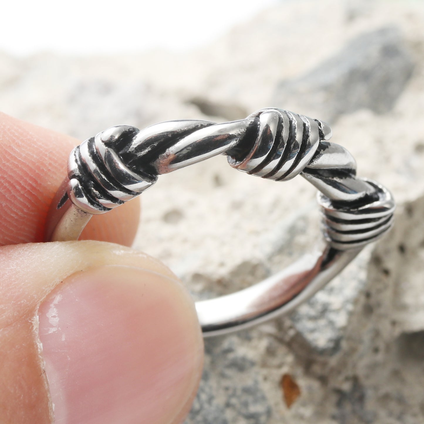 Titanium Steel Braided Knot Ring for Men - Retro Trendy Personalized Jewelry
