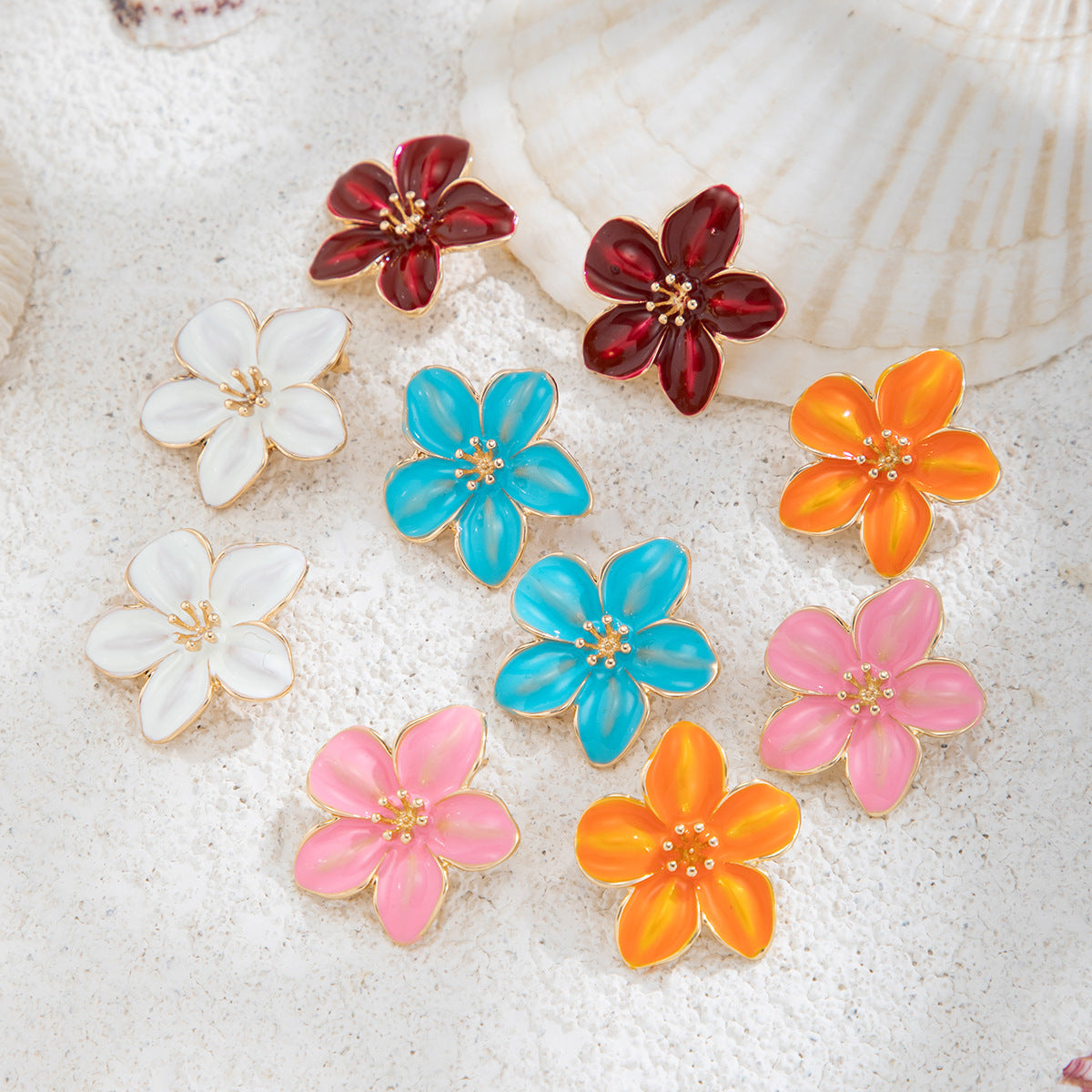Planderful Vienna Verve Earrings – Elegant Oil-Dripping Flower Design